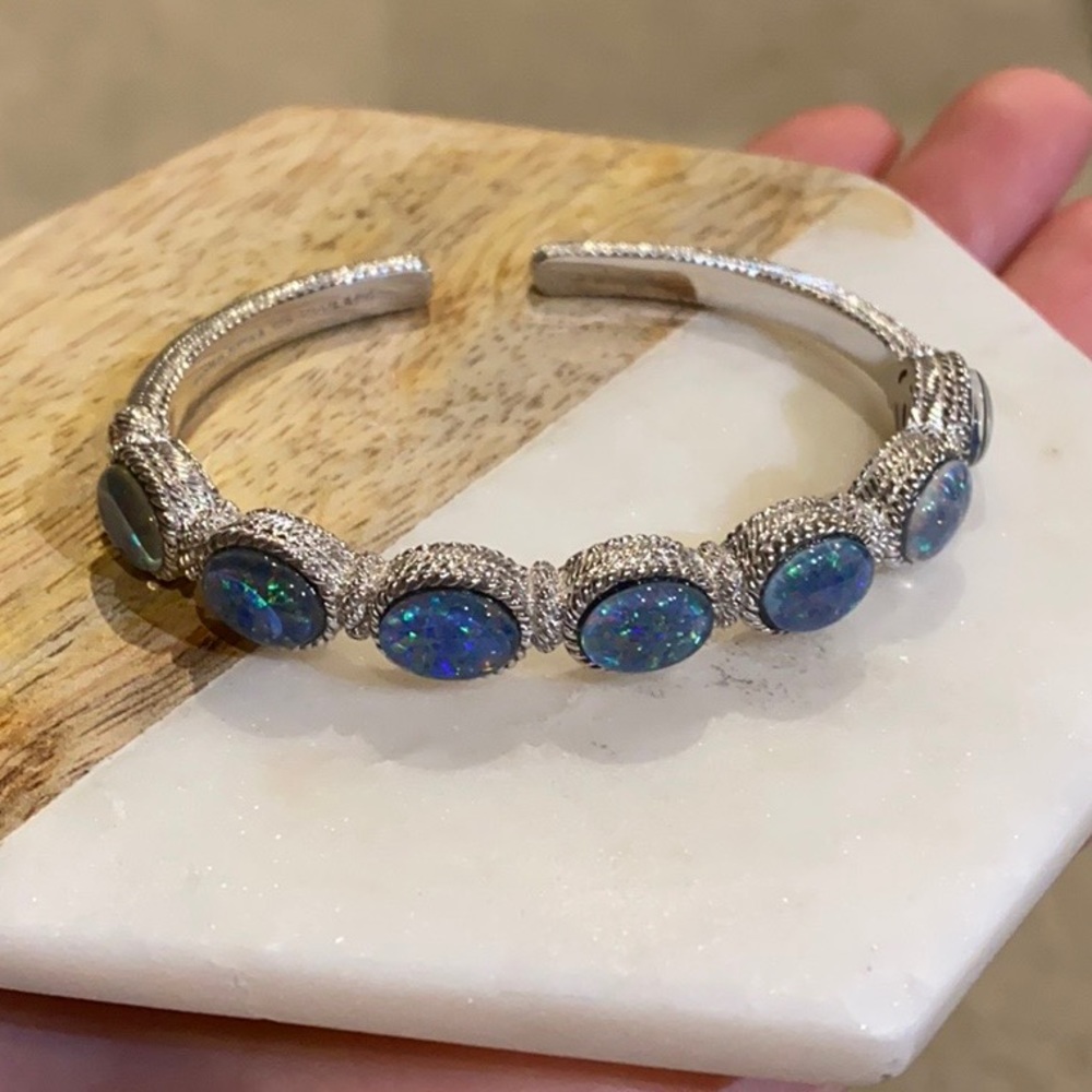 Judith Ripka Australian Opal Triplet Hinged Cuff